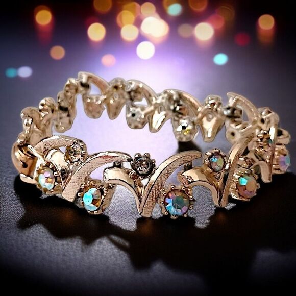Vintage Aurora Borealis Rhinestone Bracelet Unsigned Arthur Pepper Mode Art MCM. - Picture 14 of 16